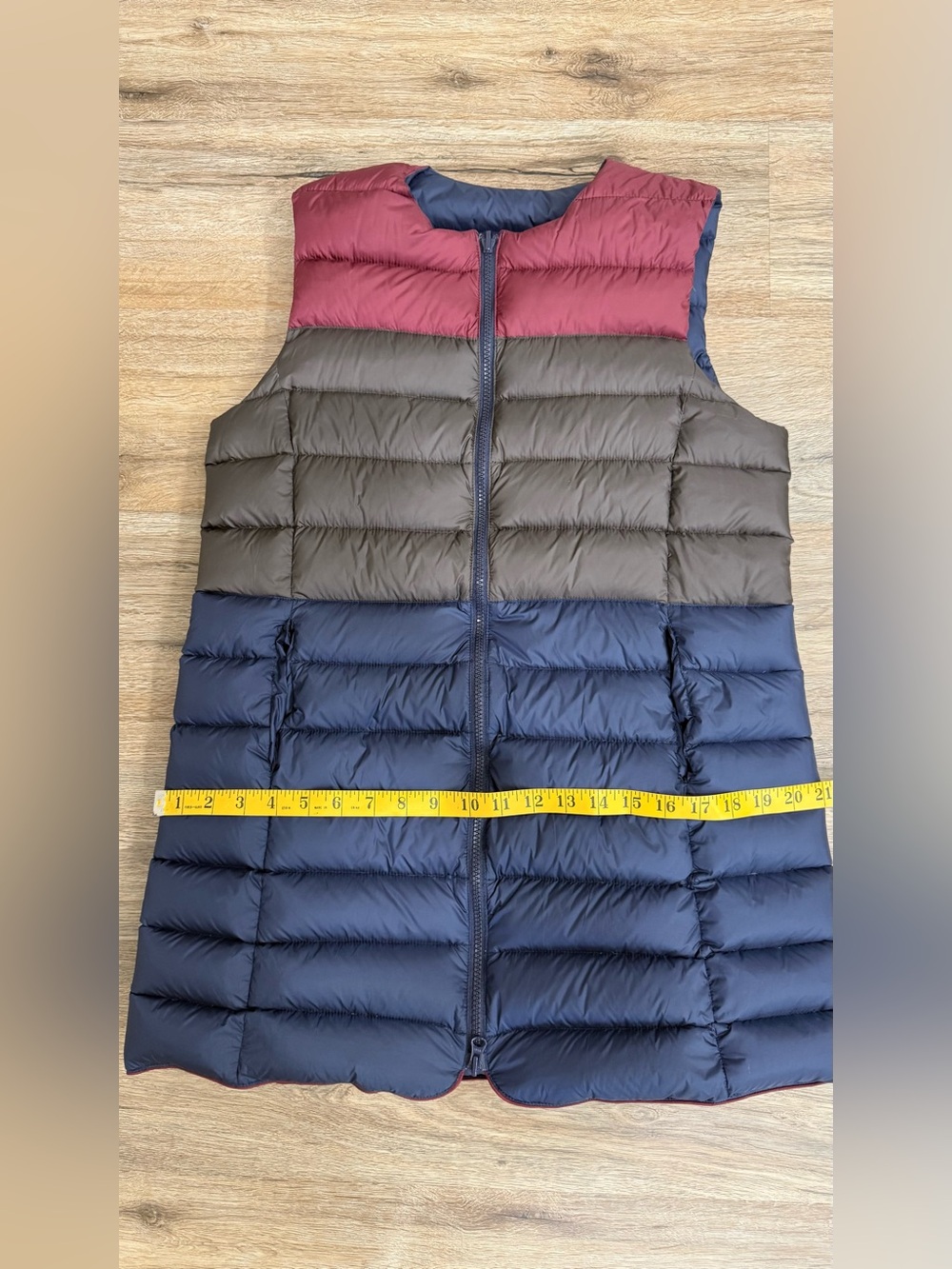 Maliparmi Reversible Long Puffer Vest Women’s 42 Navy Colorblock Lightweight S - Picture 12 of 12